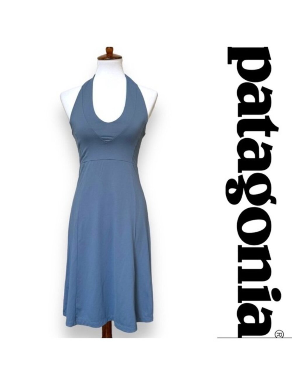 Patagonia | Blue Morning Glory Halter Neck Active Dress | Size Large